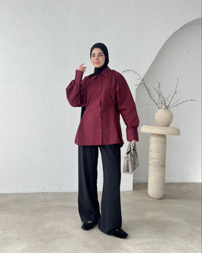 Oversize shirt with adjustable waist