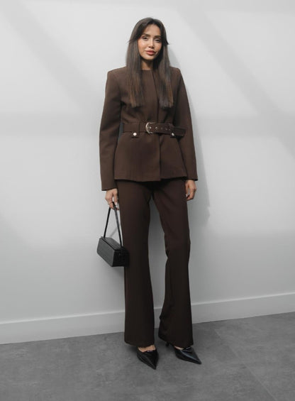 Belted blazer,straight leg trouser co-ord suit