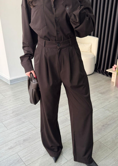 Poplin Oversize shirt with pleated wide leg trouser co-ord set