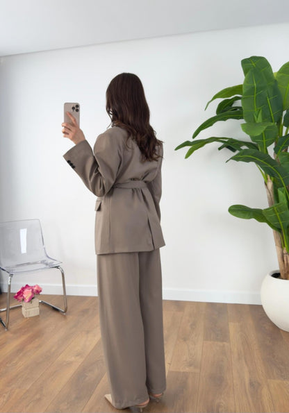 Zara model belted suit