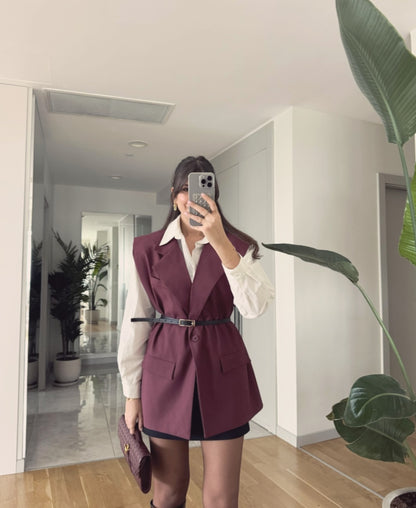 Oversize vest with belt