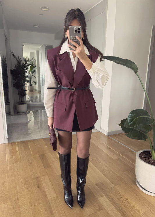 Oversize vest with belt