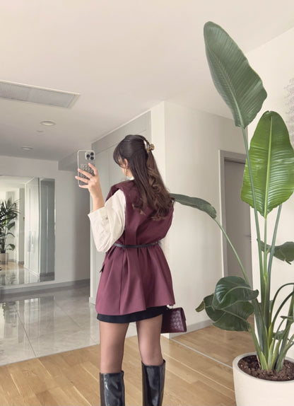 Oversize vest with belt