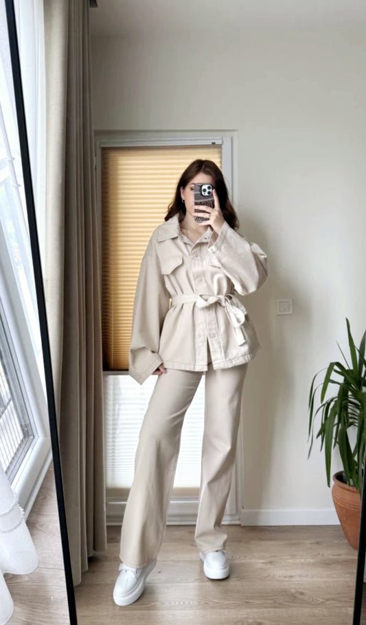 Belted jeans co-ord set