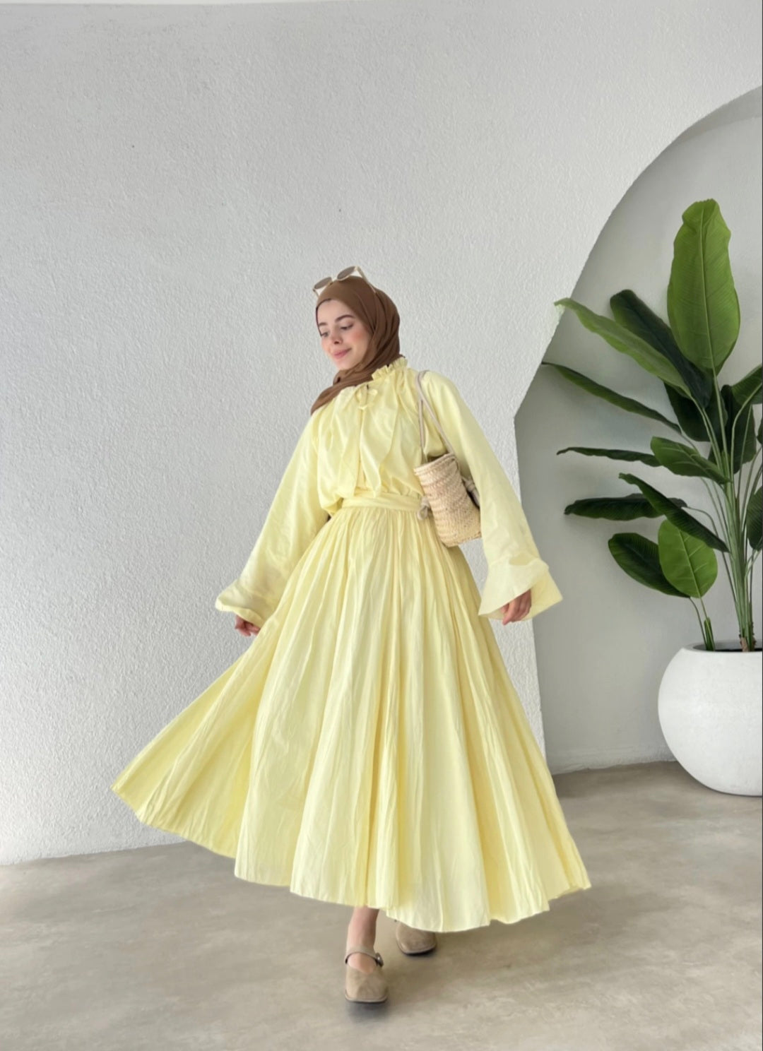Ruffle sleeves shirt with boheme maxi skirt co-ord set