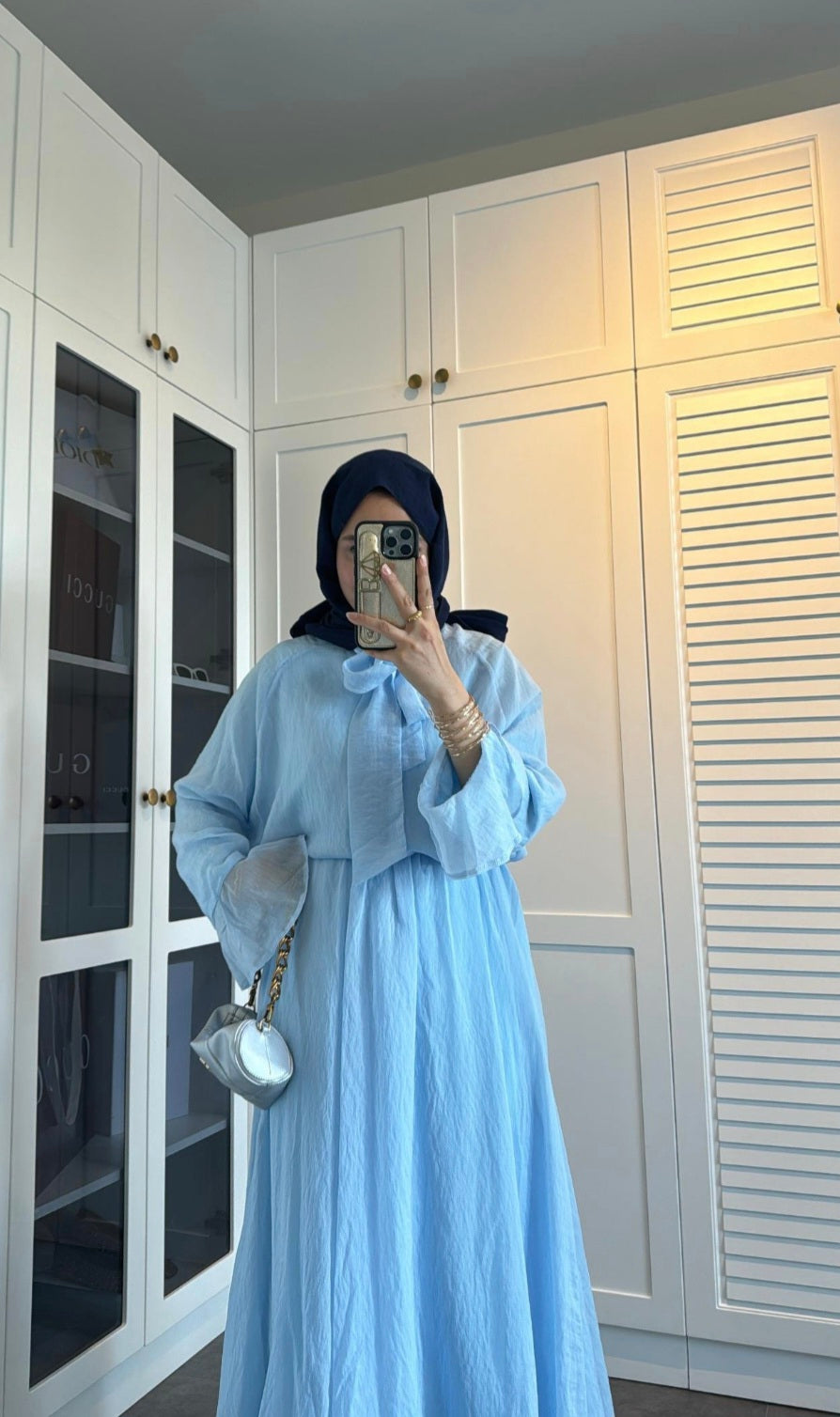 Ruffle sleeve shirt with tie at neck,maxi skirt co-ord set