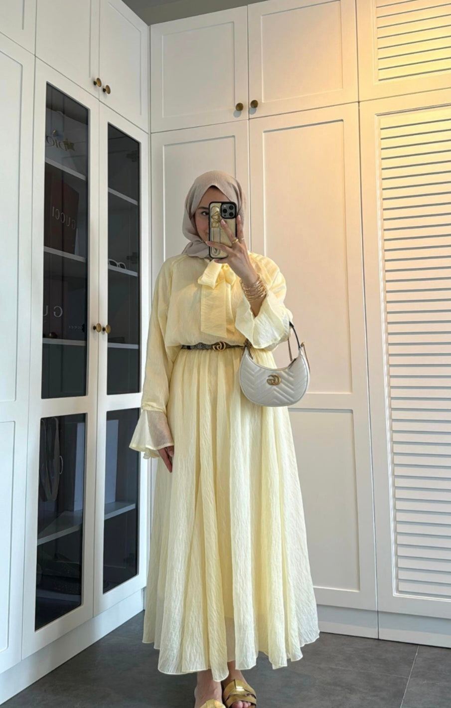 Ruffle sleeve shirt with tie at neck,maxi skirt co-ord set