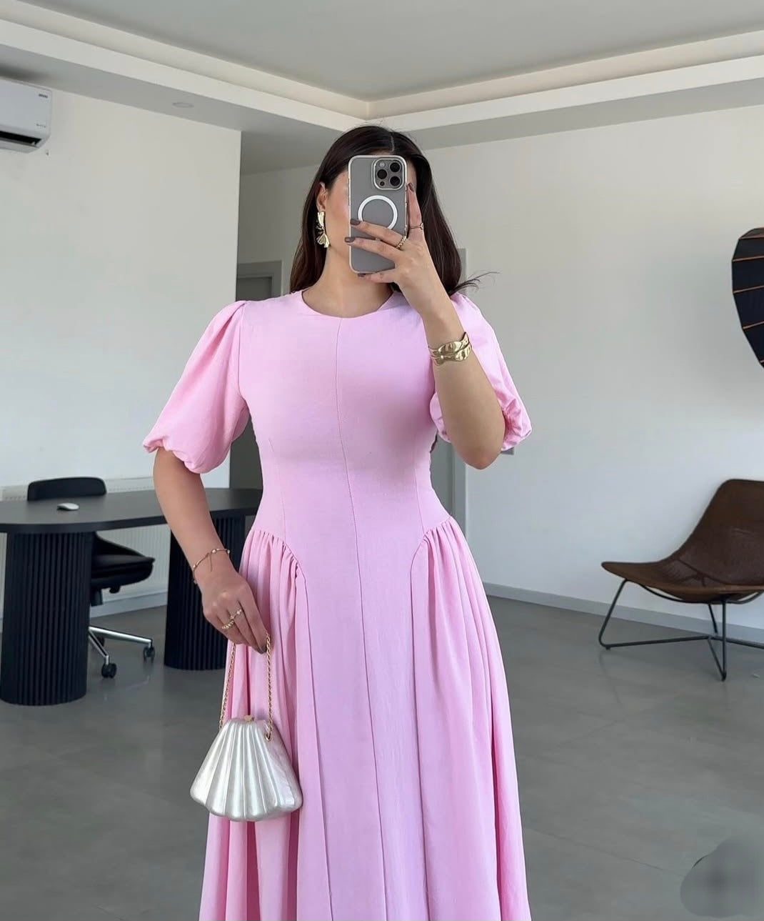 Short sleeve belted linen dress