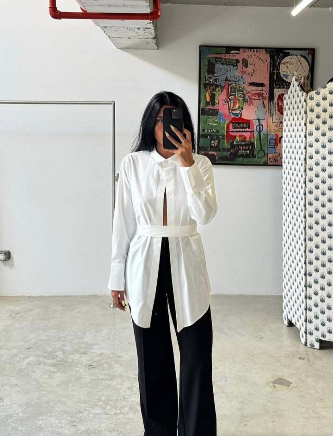 Buttonless Belted shirt (premium poplin)