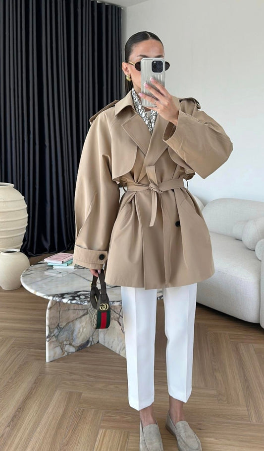 Mid-Length Premium Trench Coat BEIGE