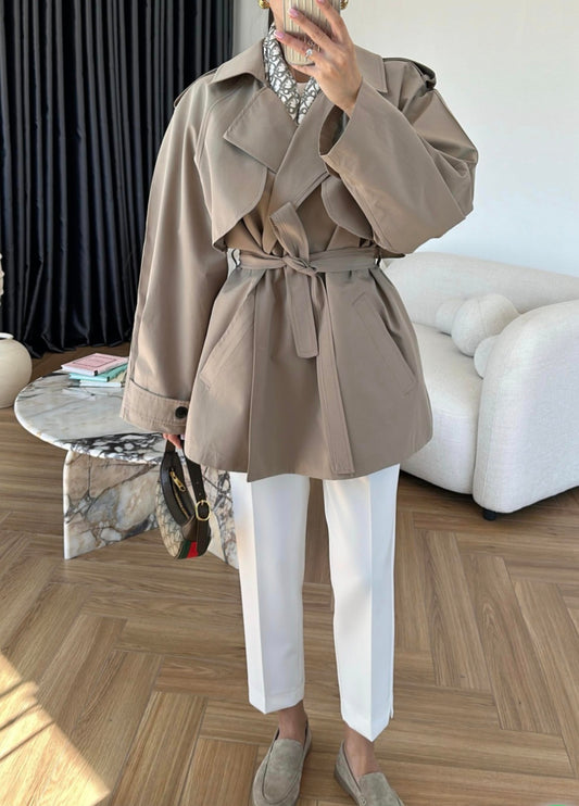 Mid-Length Premium Trench Coat light khaki