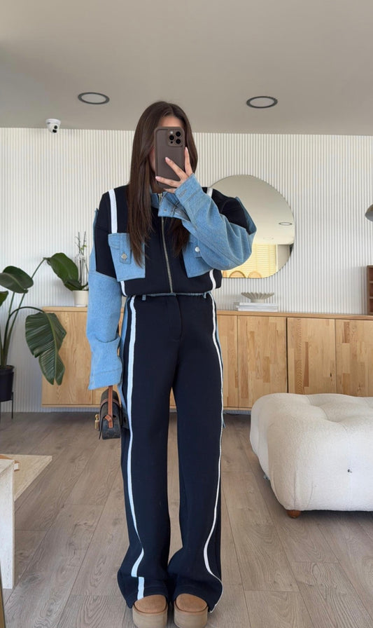 Fleece tracksuit with jeans details