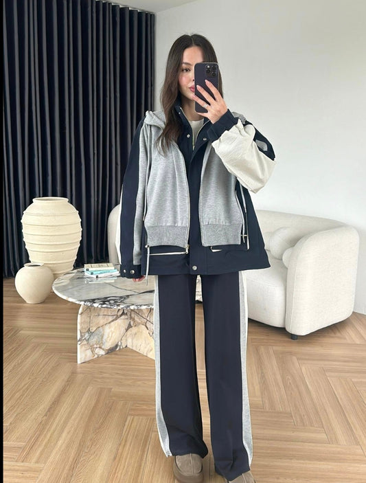 French cotton with Parachute fabric tracksuit