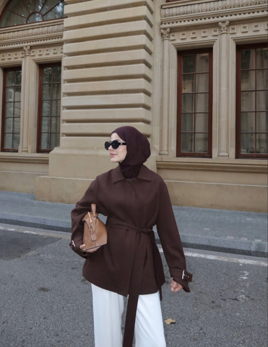 Belted Zippered jacket with belt on sleeves