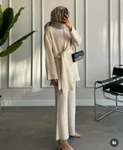 Wool co-ord with side belt