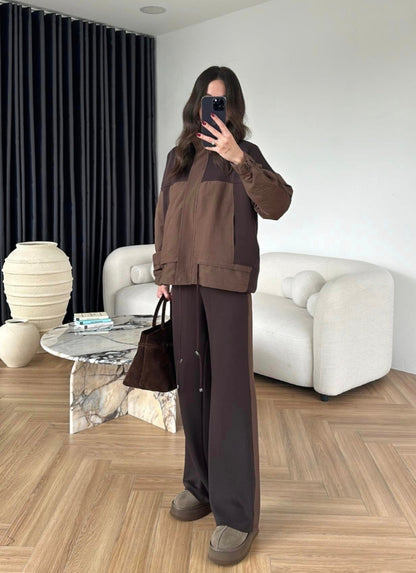 Oysho fabric with Parachute Detailed Suit brown