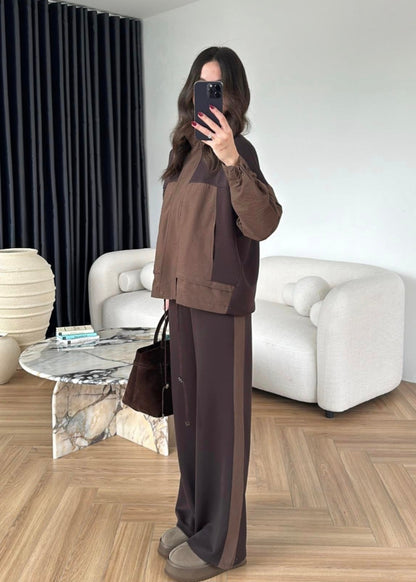 Oysho fabric with Parachute Detailed Suit brown