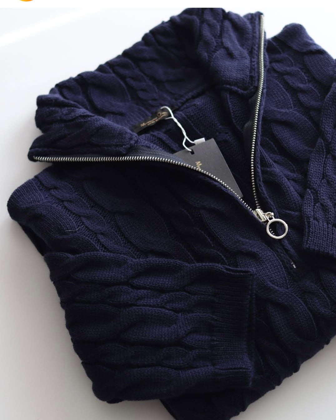 Half Zip Knitted Braided Textured Jumper