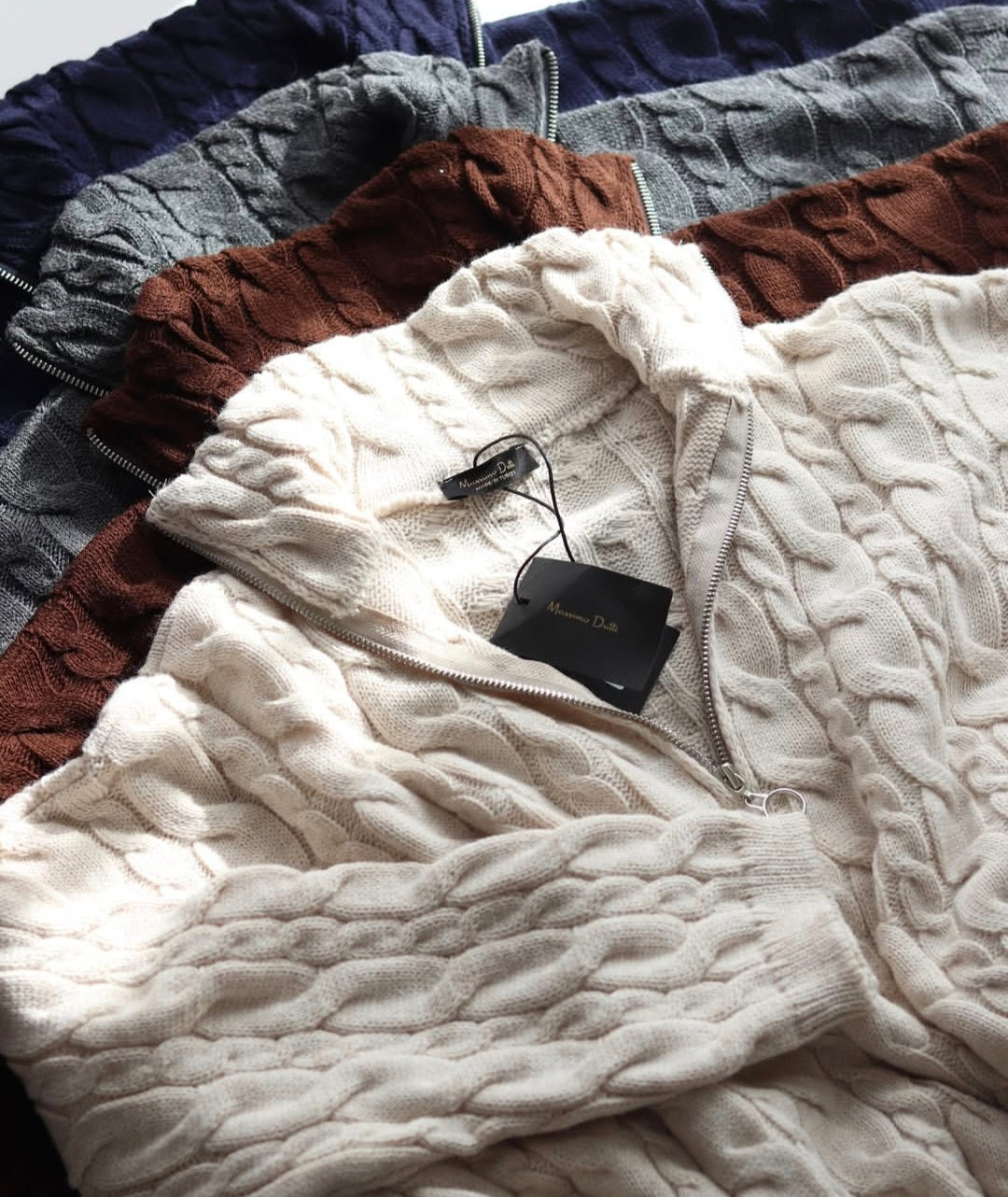 Half Zip Knitted Braided Textured Jumper