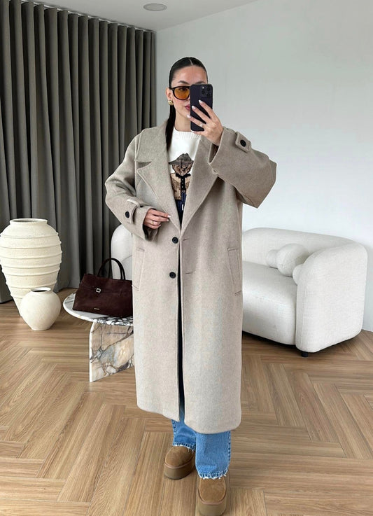 Double breasted belted coat