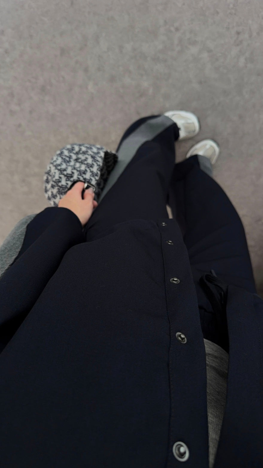 Navy blue Bomber jacket with grey line details,waistband straight leg trouser co-ord set