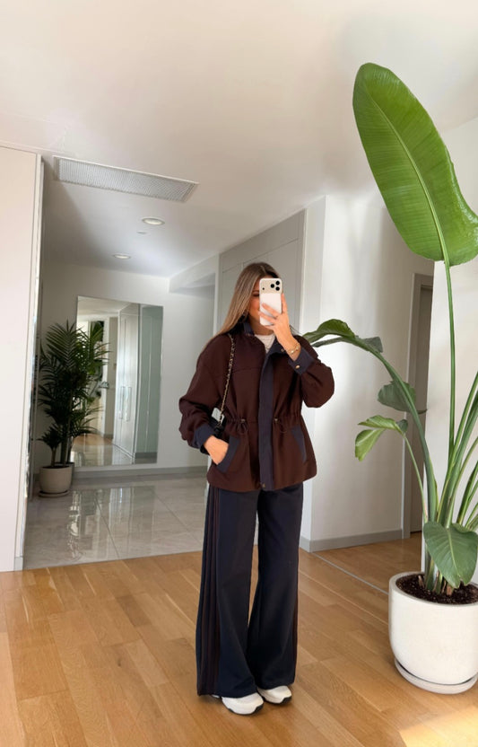 Yona Striped Set with Garnish - Coffee