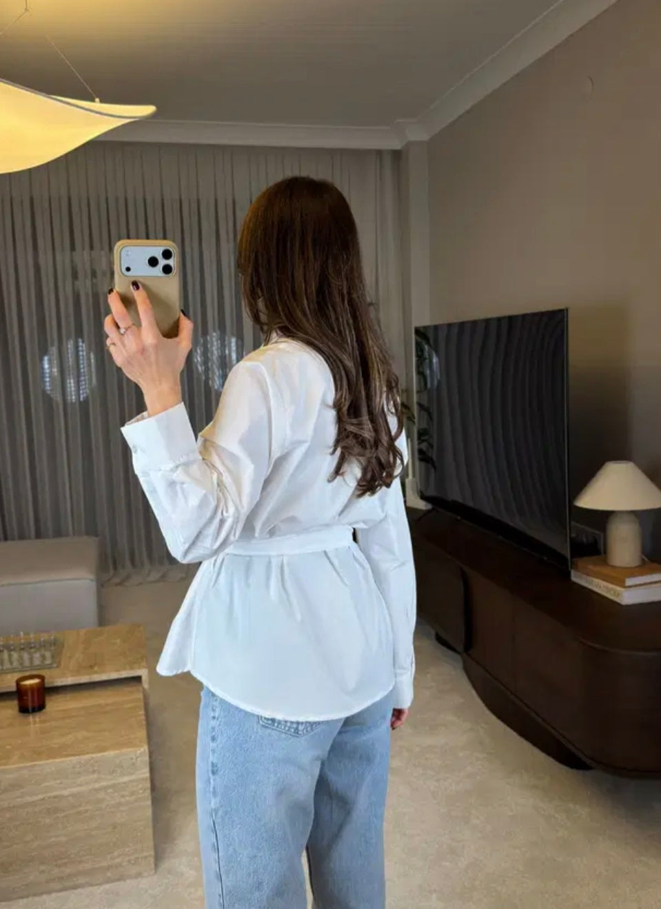 Premium poplin Oversized belted shirt