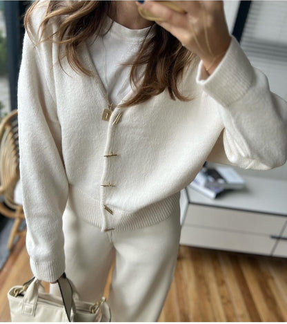 Cardigan with metal gold buttons