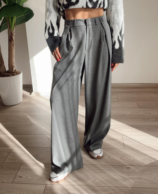 Wide leg pleated pants