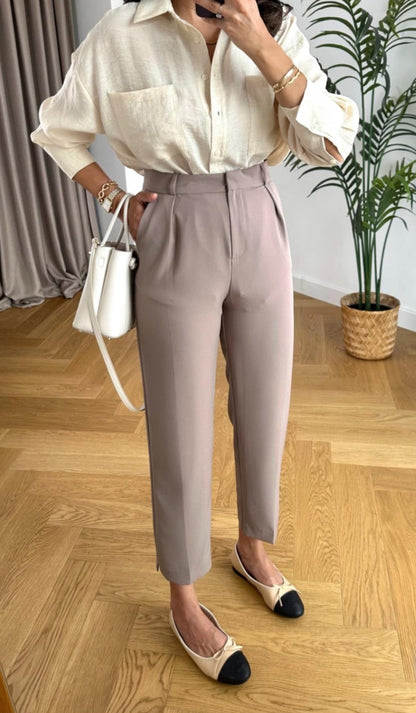 Mom fit pleated trouser