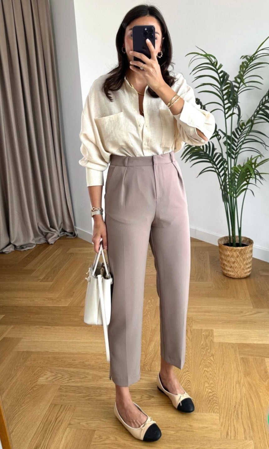 Mom fit pleated trouser