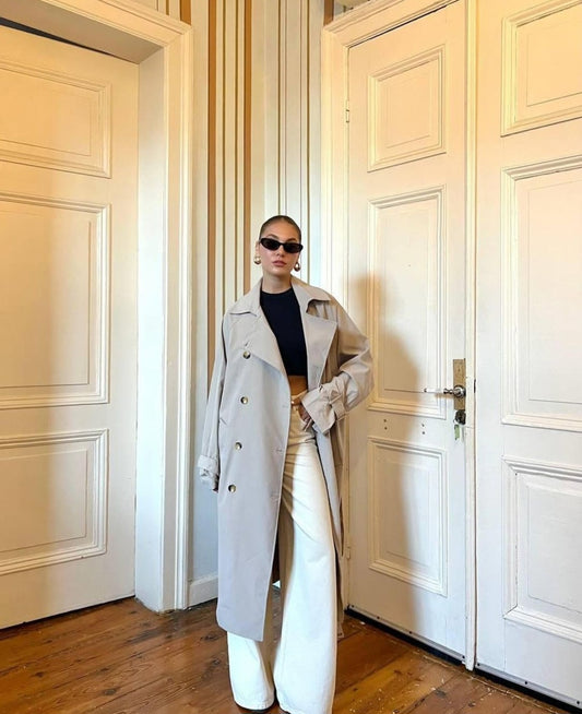 Oversized Unlined belted trench coat without lining