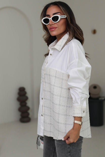 Oversize shirt with tweed details