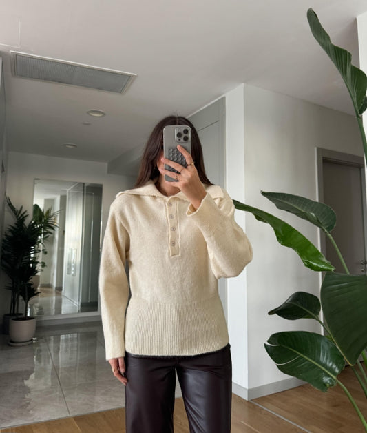 MD Wool Blouse with Shirt Collar