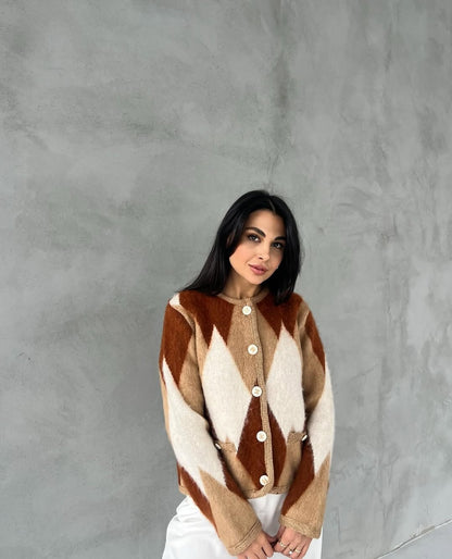 Daimond patterned mohair Cardigan