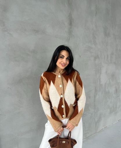 Daimond patterned mohair Cardigan