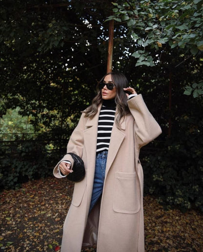 Faux cashmere belted coat