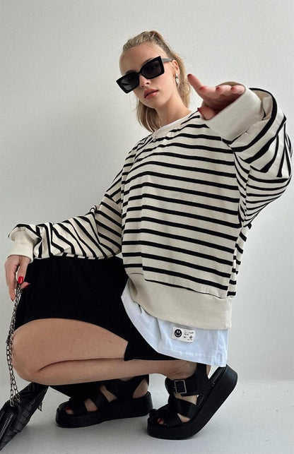 Striped Cotton Sweatshirt