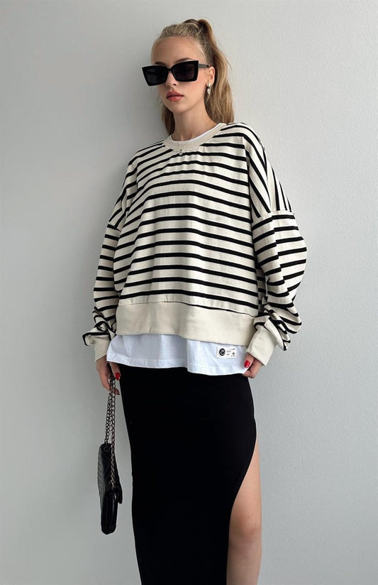 Striped Cotton Sweatshirt