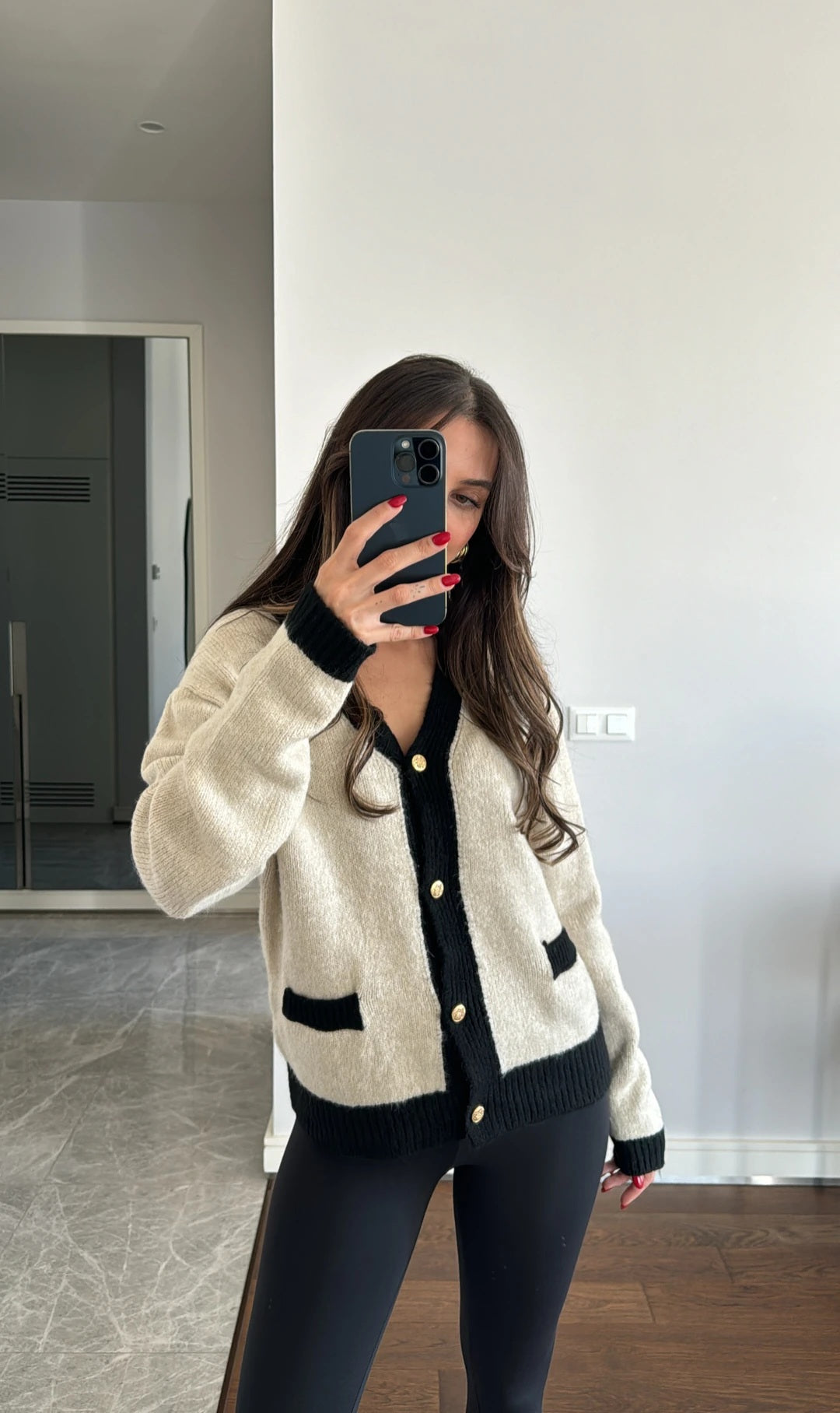 Contrast Wool Cardigan