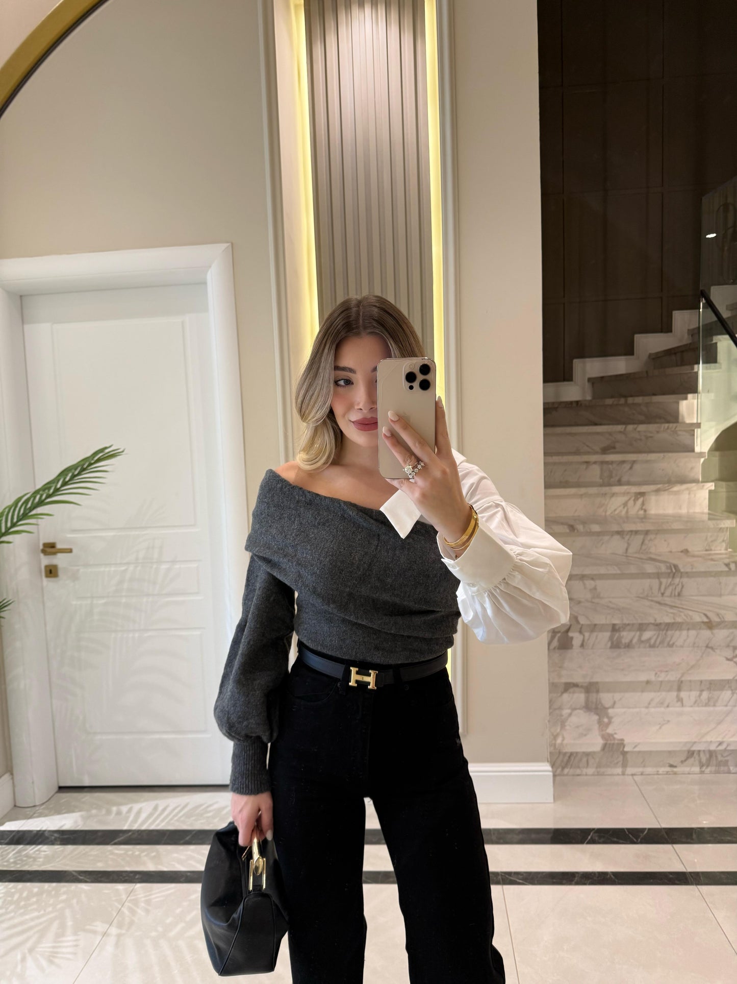 Shirt Sleeve Design grey Knitwear