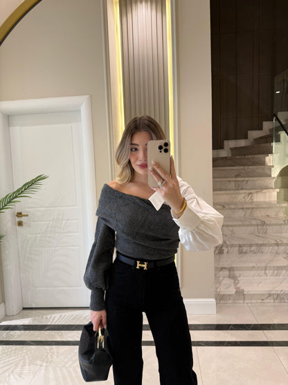 Shirt Sleeve Design grey Knitwear