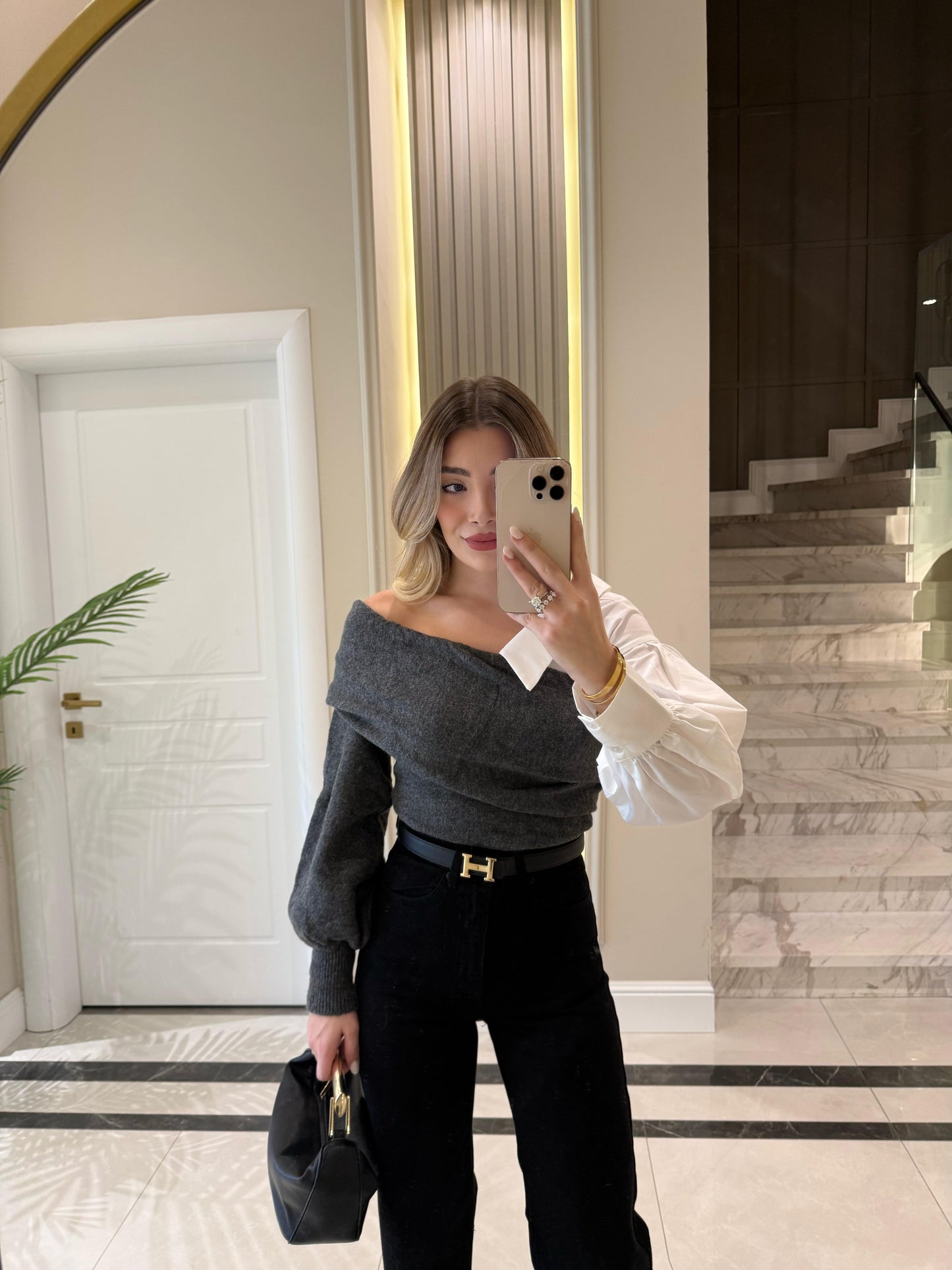 Shirt Sleeve Design grey Knitwear