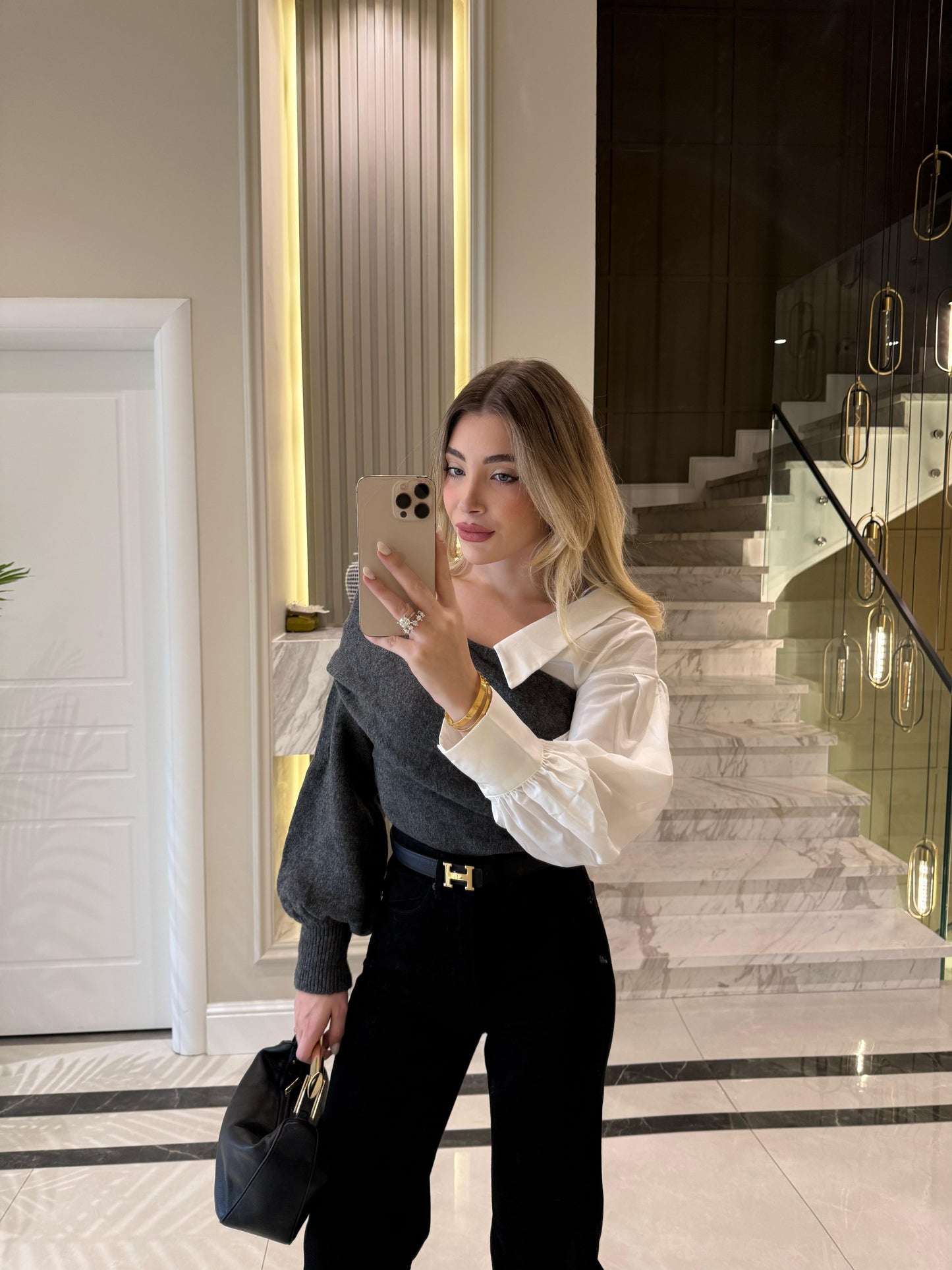 Shirt Sleeve Design grey Knitwear