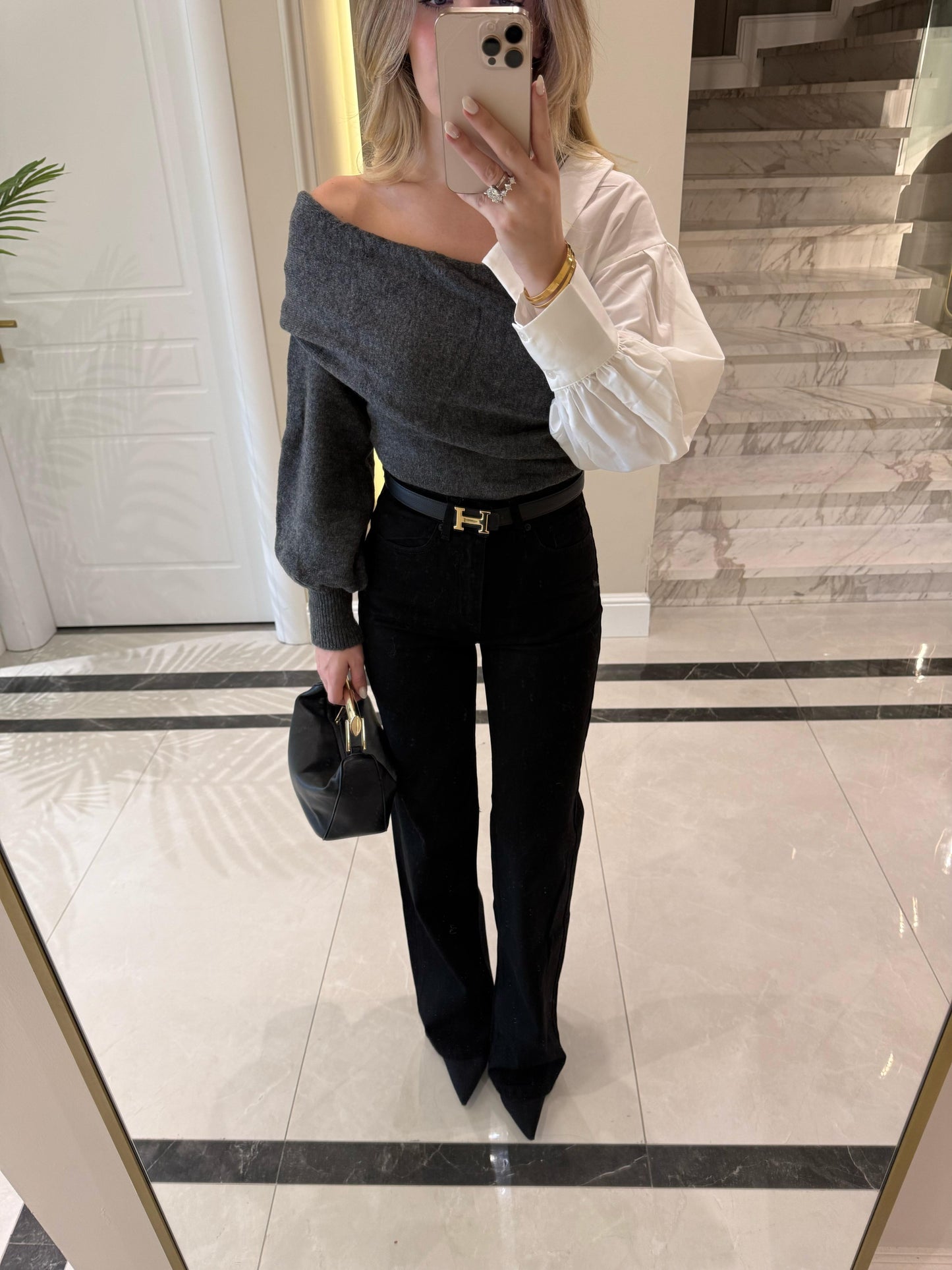 Shirt Sleeve Design grey Knitwear