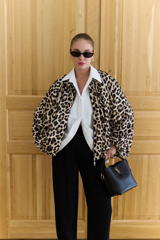 Tiger print satin bomber jacket