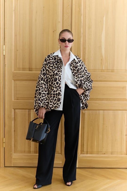 Tiger print satin bomber jacket