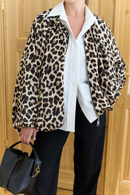 Tiger print satin bomber jacket