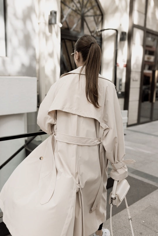 Oversized belted trench coat without lining