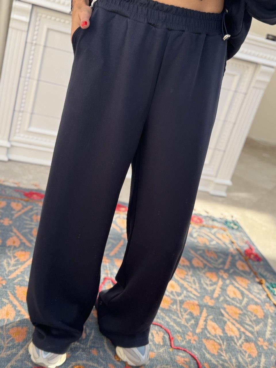 Oysho fabric Navy Blue Suit with Waist Gathering Detail